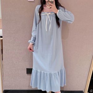 Pure Cotton Short Sleeve Sleep Dress Womens Summer Casual Sweet Princess Style Mid-length Casual Home Clothes V-neck