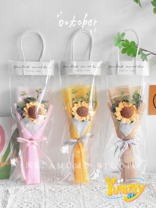 Creative Handmade Knitted Small Bouquet Sunflower Rose Valentines Day Gift Kindergarten Graduation Present for Female Teacher