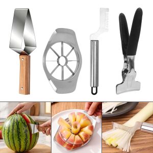Stainless Steel Watermelon Apple Slicer Fruit Vegetable Cutter Durable Fruit Dicing Tool Scallion Slicer Kitchen Gadget Vegetable Peeler Easy To Use