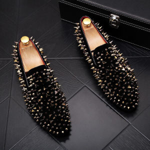 Thời Trang Sành Điệu Giày Nam Châu Âu Đinh Tán Thoải Mái Cho Nữ Bên Trong Tăng Chiều Cao Máy Làm Tóc Giày Đơn Dễ Mặc Siêu Da