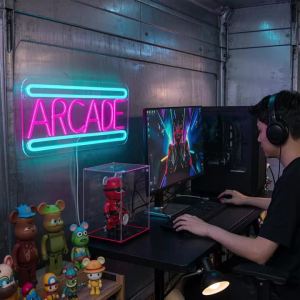 Arcade Led Neon Sign Retro Game Area Wall Decor Bedroom Game Room Man Cave Birthday Party Art Wall Lamp Usb Powered.