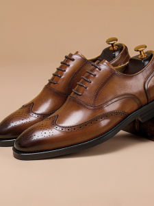 Summer Brogue Style Business Genuine Leather Oxford Shoes Low Cut