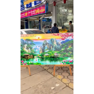 Tranh Treo Tường Thác Nước Phong Cảnh Tráng Gương 3D Cao Cấp Trang Trí Phòng Khách Ý Nghĩa Phong Thủy May Mắn Tài Lộc