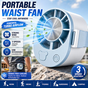 Portable Waist Fan Rechargeable Hands-Free Clip-on Fan 3-Speed Quiet Cooling Blower for Outdoor Working Camping Travel Summer