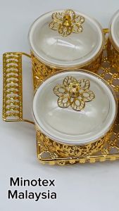 Bekas Kuih Raya 6 Lubang /Set Balang Kuih Raya Dulang Emas Raya 2025 Tray Gold Condiment Container