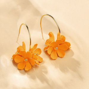 Fresh Floral Womens Earrings Korean Style Alloy Silver Gold Plated Plant Pattern New Arrival Fashion Jewelry Ear Drop Accessories