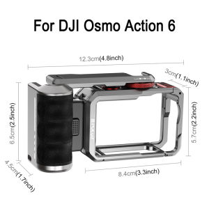 Puluz | Lồng Máy Quay Kim Loại PULUZ Có Tay Cầm Dành Cho DJI Osmo Action Series 3/4/5 Pro - Khung Xương Mở Rộng Với Bộ Chuyển Đổi Cho Máy Quay Video Hành Động