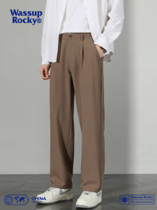 Wassup Rocky Mens Fashionable Straight Leg Casual Pants Heavy Texture Simple Style Spring Season Drapey Loose Fit Trousers