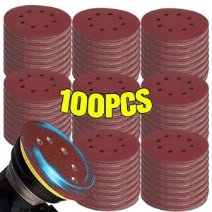 100/50Pcs Round Sandpaper / Universal 8 Hole Sanding Discs / for Metal Wood Glass Orbital Sander Polishing Pads / Woodworking Abrasive Tools
