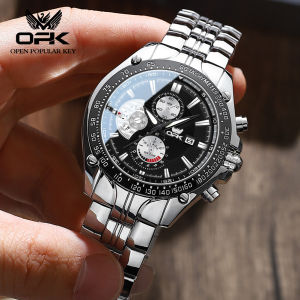 OPK Watch For Men Waterproof Original Quartz Stainless Steel Fashion Business Casual Style Black Wristwatch 6020