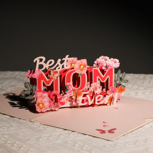 Handmade Mothers Day Greeting Card Creative Paper Sculpture Design Thank You Mom Message Card Postcard Teachers Day Gift