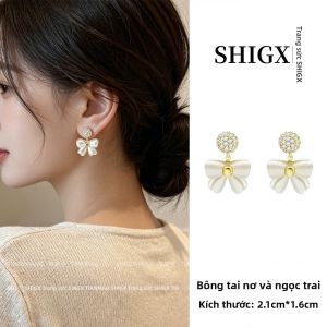 Bông Tai Đầy Đá Viên Ngọc Trai