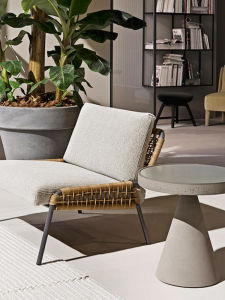 Outdoor Wicker Sofa Chair Courtyard Villa Balcony Single Person Homestay Waterproof Leisure Wicker Weaving Sofa Furniture