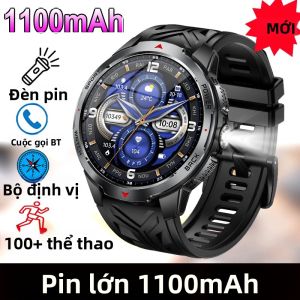 Đồng Hồ Thông Minh Quân Sự Dành Cho Nam Với Pin 1100mAh Bền Bỉ Đèn LED Thể Thao Ngoài Trời La Bàn Gọi BT Theo Dõi Sức Khỏe Màn Hình Tròn