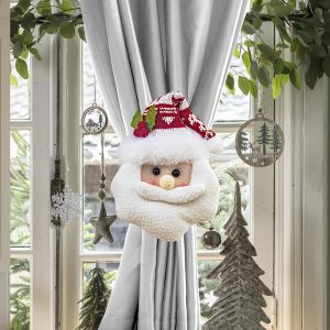 Giáng Sinh Kẹp Màn Ông Già Noel Người Tuyết Retro Kẻ Sọc Móc Treo Cửa Sổ Trang Trí Cửa Phụ Kiện Tiệc Tùng Lễ Hội Tại Nhà