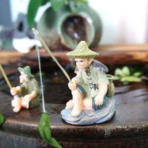 MILTER Creative Miniature Old Man Fishing Ornament PVC Jiang Tai Gong Fishing Fish Tank Bonsai Garden Rockery Aquascape Decoration