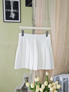 2025 New High Waist A-Line Mini Skirt Slimming Pleated Versatile for Pear Shaped Body Short Skirts Commute Style Polyester Fiber