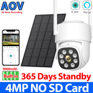 8MP 4K Wifi Camera Solar Outdoor AOV 24/7 Video Record Wireless Surveillance Camera Built-in Battery Night Vision ICSEE IP CAM