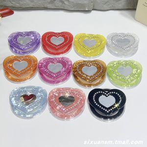 Foldable Diamond-Embedded Shell Patterned Mirror Womens MagSafe Phone Stand Creative Silicone Acrylic Holder for Selfie And Watching TV