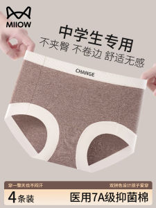 Pure Cotton Antibacterial Teenage Girl Underwear High Elasticity No Trace Comfortable Briefs Youth mid Waist Cotton Shorts
