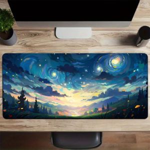 Potdemiel | 1pc The Starry Night Large Mouse Pad computer mat Desk Mat keyboard mat Office Gaming Table Mat