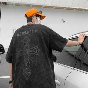 Áo Thun Nam Tay Ngắn in Hình Thời Trang Phong Cách Mỹ Mùa Hè Dày Hai Mặt Phong Cách Đường Phố Thường Ngày Cotton 100%