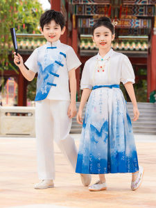 ชุดการแสดงเด็ก เสื้อผ้าการแสดง ชุดฮันฟู กระโปรงทรงม้า ร้องเพลงดังกล่าว ชุดการแสดงนักเรียนประถมศึกษา