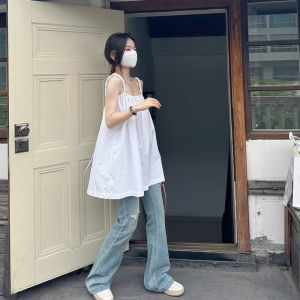 French Hong Kong Style Camisole Womens Outwear Beauty Back Suit Inner Wear Base Loose Slim Fit Open Back Baby Shirt Top