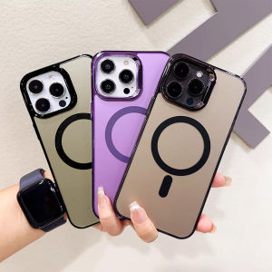 เคสโทรศัพท์ Magsafing Samsung S24 Ultra S25 S25Ultra S23 FE S23Ultra S24 Plus เคสชุบแข็ง ฝาปิดป้องกันการชาร์จแบบไร้สายด้วยแม่เหล็ก