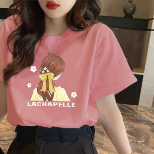Fashionable Short Sleeve T-Shirt Womens Summer Loose Top Ladies Base Shirt Korean Version Shoulder Print Polyester Fiber