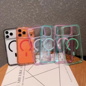 Luxury Clear Anti-yellowing Magnetic Phone Case For iPhone 17 16 15 14 13 Pro Max MagSafe Compatible Shockproof Bumper Cover