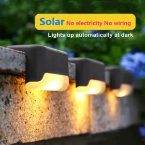 (1/2/4/6 Pcs) Solar outdoor stair wall light step light LED waterproof lighting wall light fence light