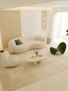 Cream Style Lamb Plush Sofa