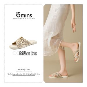 15MINS | Dép Xăng Đan Dây Đan Tinh Thể 1 Dây Đế Mềm 15 Phút