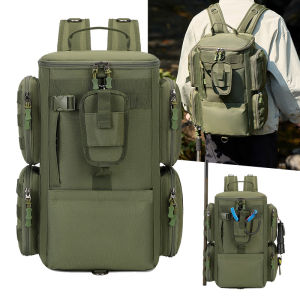 Multifunctional Fishing Backpack Tackle Bag with Rod Holders Equipment Storage Molle Pack Camping Hiking Trekking Shoulder Bag