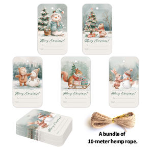 50pcs Christmas Hanging TagsAnimal Snowman Snowy Scene ThemedLabeling Gift WrappingDiy Crafts CardParty Christmas Tree Decor