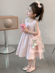 Princess Style Cotton Summer Dress for Girls Baby Vest Dress Fashionable Little Girl Skirt Soft Pure Cotton No Sleeve
