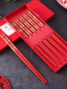 Wedding Celebration Red Wooden Dragon And Phoenix Couple Chopsticks Gift Box Chinese Traditional Wedding Festive Supplies