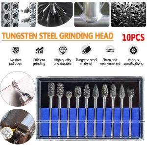 10pcs Carbide Rotary File Milling Tungsten Carbide Burrs Rotary Files Diamond Burrs Set 3mm Shank Tungsten Carbide Milling Cutter Rotary Tool Burr Carbide rotary file tungsten steel carbide drill bit Carbide tungsten steel grinding head