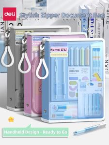 deli | Transparent Subject Classification Document Bag Large Capacity