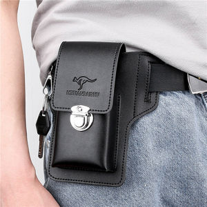Men Leather Pack Waist Bag Belt Clip Phone case Holster Mobile phone bag Fits all mobile 5.4 - 6.9 inch phones
