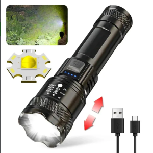 LED Flashlight Rechargeable Long-Beam Portable Outdoor Emergency Lighting With Long Battery Life Suitable For Camping And Hiki