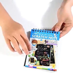 10 Sheets Scratch Book Magic Coloring Notebook Drawing Kids Graffiti Painting Black Paper DIY Gifts