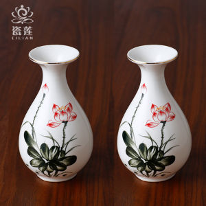 Hand-Painted Ceramic Lotus Flower Vase Buddha Altar Offering Piece Home Decor Small Size Classical Style for Living Room Bedroom