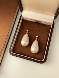 YICAN | Champagne Drop Pearl Earrings Luxury Clips And Pins