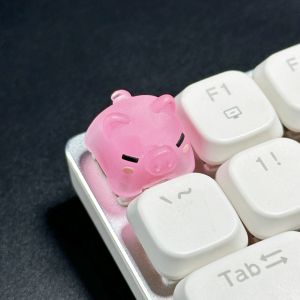 3D Cute Pink Pig Drip Glue Resin Key Cap for Mechanical Keyboard Transparent Cross Shaft Cute Anime Animal Game ESC Keycaps