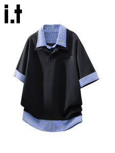 FINGERCROXX | Fake Two Piece Collar Short Sleeve Mens Polo T-Shirt