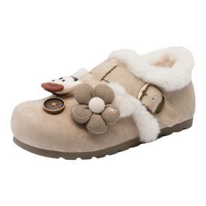 Josiny | Furry Winter New Birkens Flip Flops Height Increasing Warm Soft Soled Shoes