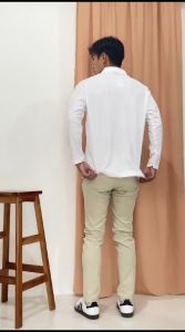 Kaos Kerah Polos Panjang PUTIH 100% KATUN BAHAN PREMIUM QUALITY