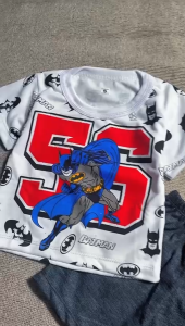 Setelan Baju Bayi Batman Set Kaos dan Celana Pendek Anak Laki-laki Usia 3Bln–2Thn Motif Terbaru